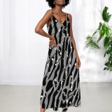 1 Piece Custom Casual Printed Straps Maxi Dresses