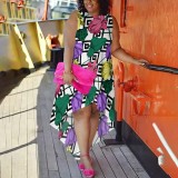 1 Piece Custom Casual Printed Sleeveless Plus Size Maxi Dresses