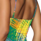 1 Piece Custom Casual Printed Straps Mini Dresses