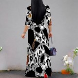 1 Piece Custom Casual Printed V Neck Maxi Dresses