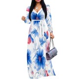 1 Piece Custom Casual Printed V Neck Maxi Dresses