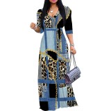 1 Piece Custom Casual Printed V Neck Maxi Dresses