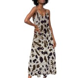 1 Piece Custom Casual Printed Straps Maxi Dresses