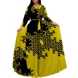 1 Piece Custom Casual Digital Printing Long Sleeve Maxi Dresses