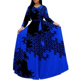 1 Piece Custom Casual Digital Printing Long Sleeve Maxi Dresses