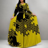 1 Piece Custom Casual Digital Printing Long Sleeve Maxi Dresses