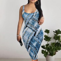 1 Piece Custom Casual Digital Printing Sleeveless Midi Dresses
