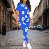 1 Piece Custom Casual Digital Printing Short Sleeve Pant Set