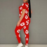 1 Piece Custom Casual Digital Printing Short Sleeve Pant Set