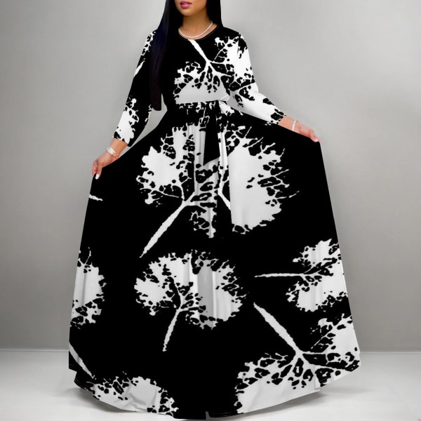 1 Piece Custom Casual Digital Printing V Neck Maxi Dresses