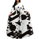 1 Piece Custom Casual Digital Printing V Neck Maxi Dresses
