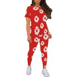 1 Piece Custom Casual Digital Printing Short Sleeve Pant Set