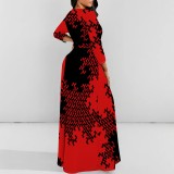1 Piece Custom Casual Digital Printing Long Sleeve Maxi Dresses