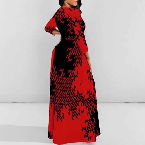 1 Piece Custom Casual Digital Printing Long Sleeve Maxi Dresses