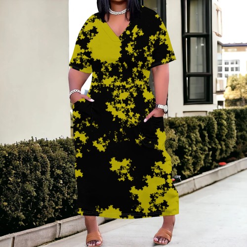 1 Piece Custom Casual Digital Printing Plus Size Maxi Dresses