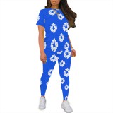 1 Piece Custom Casual Digital Printing Short Sleeve Pant Set
