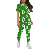 1 Piece Custom Casual Digital Printing Short Sleeve Pant Set