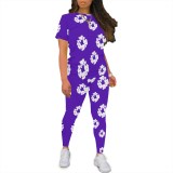 1 Piece Custom Casual Digital Printing Short Sleeve Pant Set