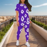 1 Piece Custom Casual Digital Printing Short Sleeve Pant Set