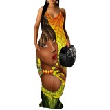 1 Piece Custom Casual Digital Printing Straps Maxi Dresses