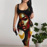1 Piece Custom Casual Digital Printing Sleeveless Midi Dresses