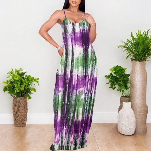 1 Piece Custom Casual Digital Printing Straps Maxi Dresses