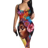 1 Piece Custom Casual Digital Printing Sleeveless Midi Dresses