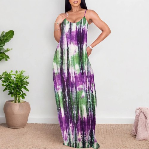 1 Piece Custom Casual Digital Printing Straps Maxi Dresses