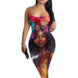 1 Piece Custom Casual Digital Printing Sleeveless Midi Dresses