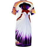 1 Piece Custom Casual Digital Printing V Neck Plus Size Maxi Dresses