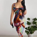 1 Piece Custom Casual Digital Printing Sleeveless Midi Dresses