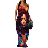 1 Piece Custom Casual Digital Printing Straps Maxi Dresses