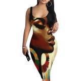 1 Piece Custom Casual Digital Printing Sleeveless Midi Dresses