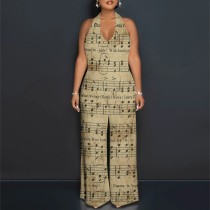 1 Piece Custom Casual Digital Printing Halter Backless Jumpsuits