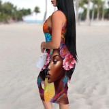 1 Piece Custom Casual Digital Printing Sleeveless Midi Dresses
