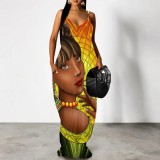 1 Piece Custom Casual Digital Printing Straps Maxi Dresses