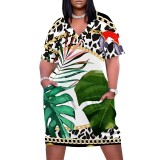1 Piece Custom Casual Digital Printing V Neck Plus Size Midi Dresses