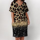 1 Piece Custom Casual Digital Printing V Neck Plus Size Midi Dresses