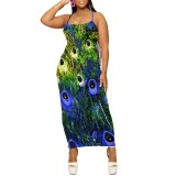 1 Piece Custom Casual Digital Printing Straps Long Dresses