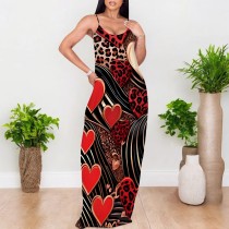 1 Piece Custom Casual Digital Printing Straps Long Dresses