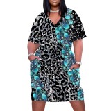 1 Piece Custom Casual Digital Printing V Neck Plus Size Midi Dresses