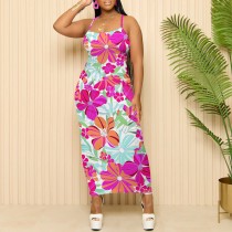 1 Piece Custom Casual Digital Printing Straps Long Dresses
