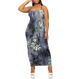 1 Piece Custom Casual Digital Printing Straps Long Dresses