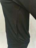 Solid Color Cotton Pocket Sports Drawstring Two-Piece Set