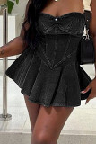 Fashion Denim Strapless A-line Mini Dress