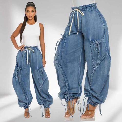 Drawstring Loose Denim Pants