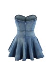 Fashion Denim Strapless A-line Mini Dress