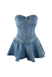 Fashion Denim Strapless A-line Mini Dress