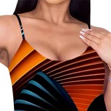 1 Piece Custom Casual Printed African Portrait Straps V Neck Maxi Dresses