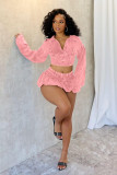 Solid Color Acid-washed Distressed Skirt Set with Safety Pants